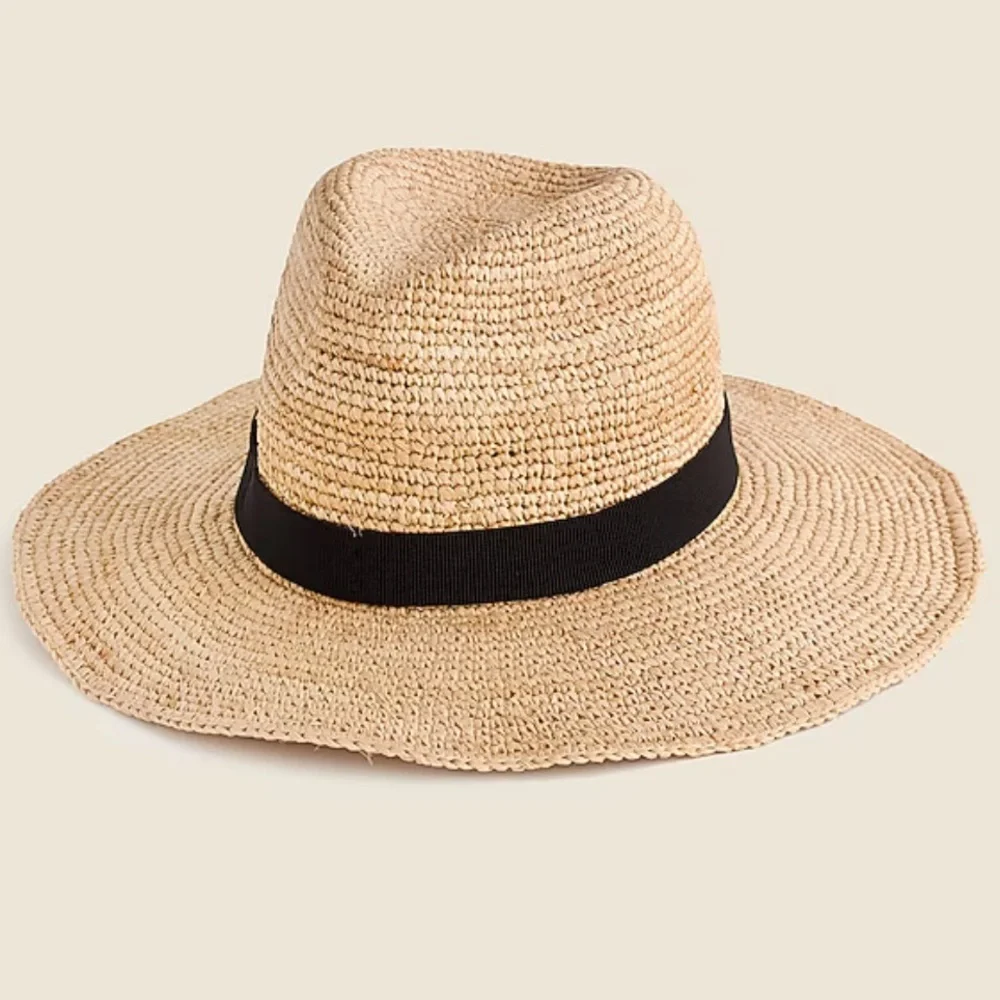 NEW J. Crew Wide-brim packable straw hat M/L G6551 $98